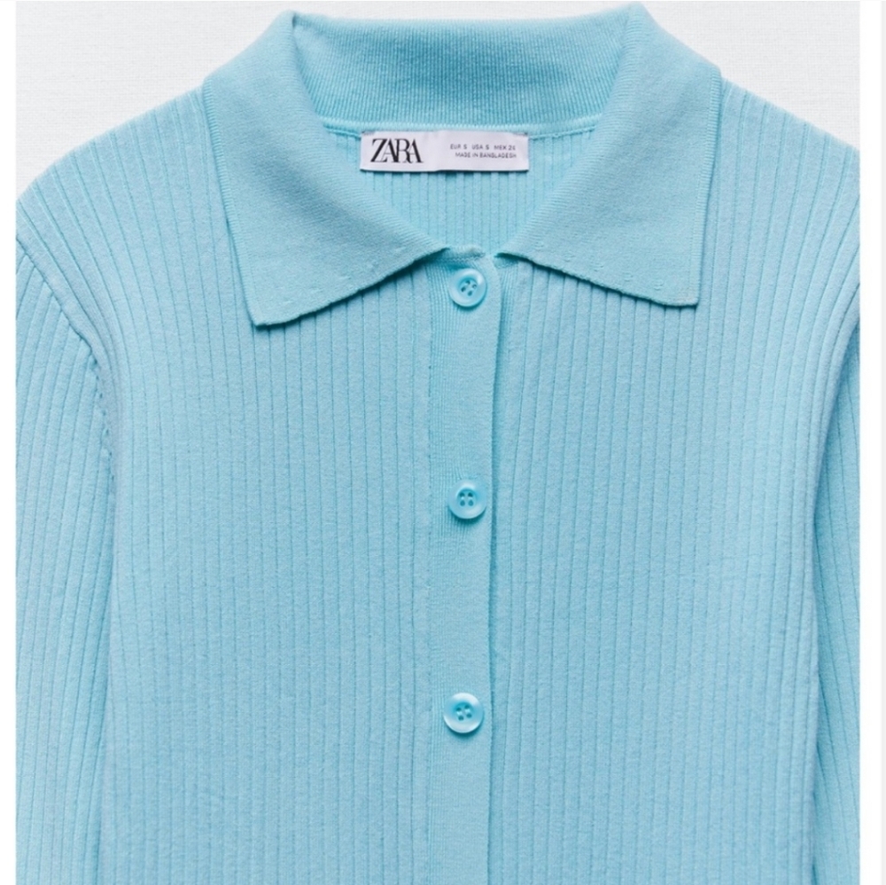 Zara,knit,blue, Polo Collar Knit Dress,Mintcond,LARGE,longsleeve,Send offer